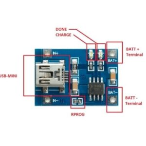 TP4056 1A Li-ion Lithium Battery Charging Module – Mini USB-Zbotic1