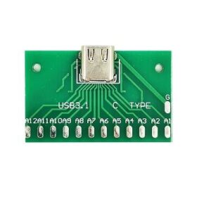 Usb 3.1 Female Board - USB 3.1 Female Socket Type C Connector 24 Pins Breakout PCB Board...