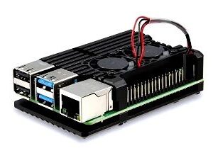 Aluminum Heat Sink Case with Double Fans for Raspberry Pi 4B – Black