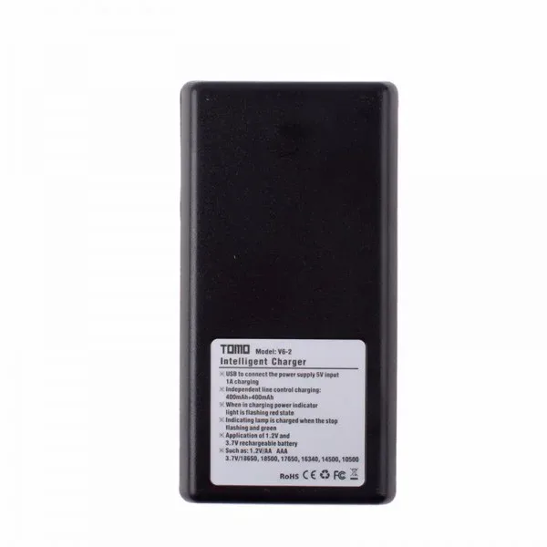 Tomo V6-2 Dual Usb 2 Slots Battery Intelligent Charger For AA / AAA / 18650 / 17650 / 16340 / 14500 / 10500 Batteries Black Tomo V6-2 Dual Usb 2 Slots Battery Intelligent Charger For AA / AAA / 18650 / 17650 / 16340 / 14500 / 10500 Batteries Black