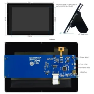 Waveshare 10.1 Inch Capacitive HDMI LCD Display (B) with Case 1280×800(With Power Adapter) 6 Waveshare 10.1 Inch Capacitive HDMI LCD Display (B) with Case 1280×800