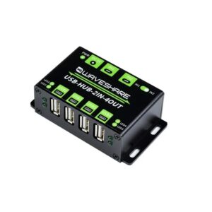 Waveshare Industrial Grade Adapter 311300 - Waveshare Industrial Grade USB HUB, Extending 4x USB 2.0 Ports, Switchable Dua...