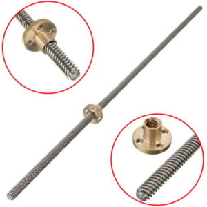 Pitch Lead Screw Copper 500mm - 500mm Trapezoidal 4 Start Lead Screw 8mm Thread 2mm Pitch Lead Screw with Copper Nut