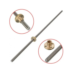 350mm Trapezoidal 4 Start Lead Screw 8mm Thread 2mm Pitch Lead Screw with Copper Nut