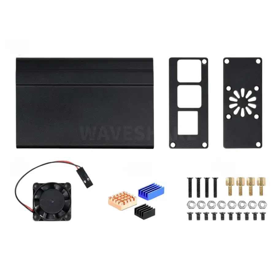 Waveshare DIN Rail Aluminum Case for Raspberry Pi 4 with Cooling Fan and Heatsinks 1