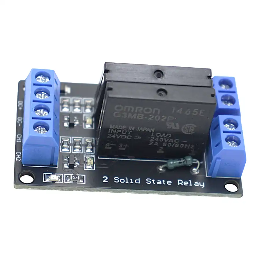 2 Channel 24V Relay Module Solid State Low Level SSR DC Control 250V 2A with Resistive Fuse