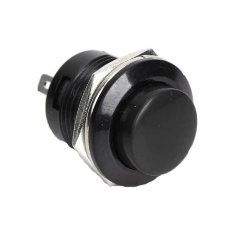R13 Switch 16mm - Black R13-507 16MM 2PIN Momentary Self-Reset Round Cap Push Button Switch