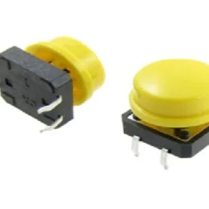 3mm Switch - Momentary Tact Tactile Push Button Switch 12x12x7.3mm + Yellow Round Cap (Pack of 5)