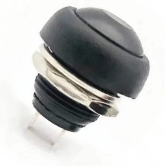Black Waterproof PBS- 33B 12MM 2PIN Self-Reset Mini Round Push Button.3