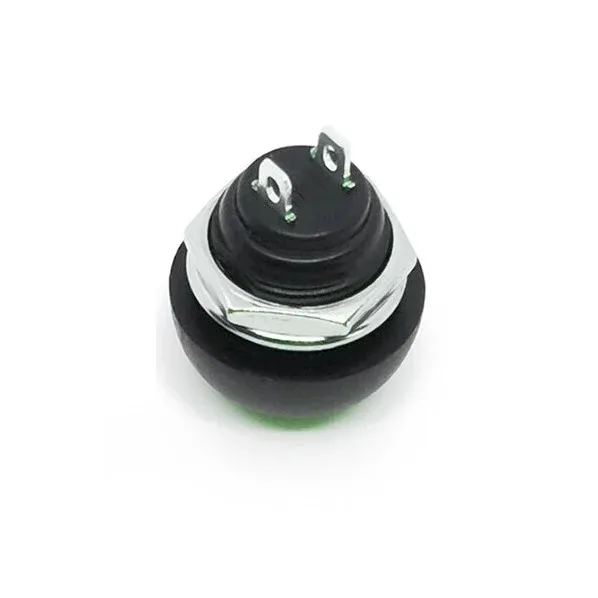 Green Waterproof PBS- 33B 12MM 2PIN Self-Reset Mini Round Push Button.2