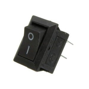 Mini Rocker Switch Black Button Black Housing 2 Pin ON-OFF - KCD1-101-BK.2