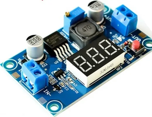 Lm2596 Module Red - LM2596 DC-DC Adjustable Step-down Module with Digital Display Voltmeter （Red Button Switch)
