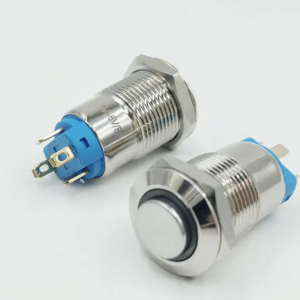 12mm Led - Flat Head 12MM 3-6V Waterproof Momentary Self-Reset Metal Push Button Switch with Blue Led Lightt