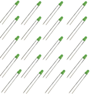 28mm Led - 28mm Leg LED 3MM Green 2V 20mA