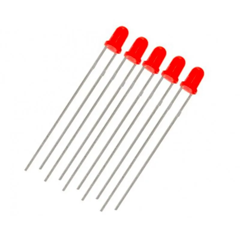 28mm Led - 28mm Leg LED 3MM Red Use 2V 20mA(Pack of 50)