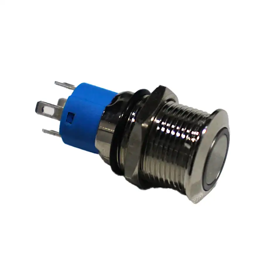 Flat Head 12MM 12-24V Waterproof Self-Locking Metal Push Button Switch with Red Led Light