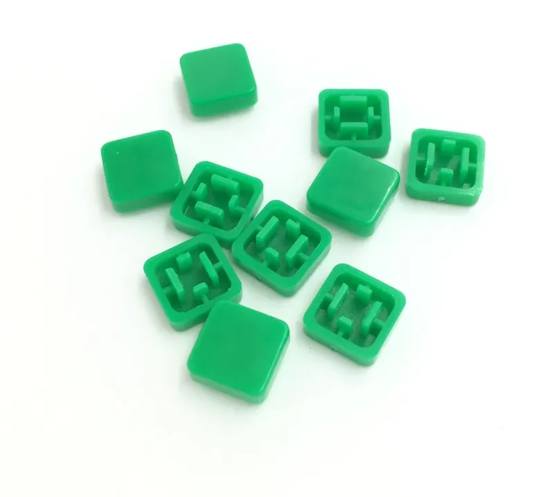 7.3mm Switch - Square Cap for 12*12*7.3mm Square Tactile Switch Green(Pack of 10)