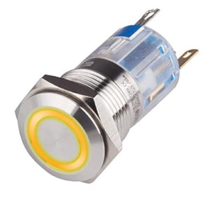 12mm Led Yellow - 12mm Led - Flat Head 12MM 110-220V Waterproof Momentary Self-Reset Metal Push Button Switch with Yellow ...