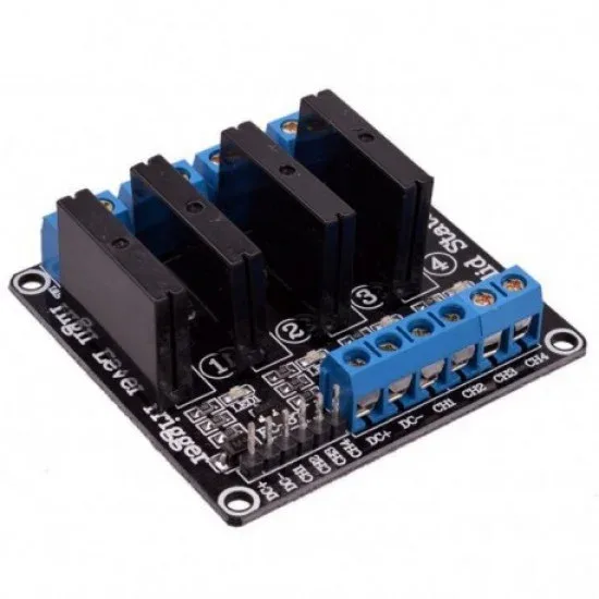 12v Module - 4 Channel 12V Relay Module Solid State High Level SSR DC Control 250V 2A with Resistive Fuse