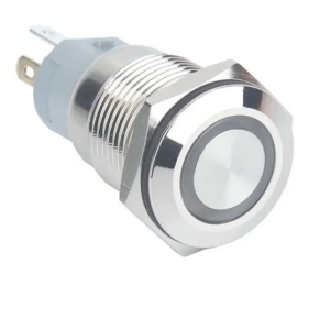12mm Led White - Flat Head 12MM 12-24V Waterproof Momentary Self-Reset Metal Push Button Switch