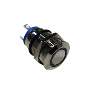 Flat Head 12MM 110-220V Waterproof Momentary Self-Reset Metal Push Button Switch with Blue Led Light