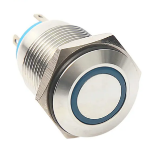 12mm Led Green - Flat Head 12MM 110-220V Waterproof Momentary Self-Reset Metal Push Button Switch with Green Led Light