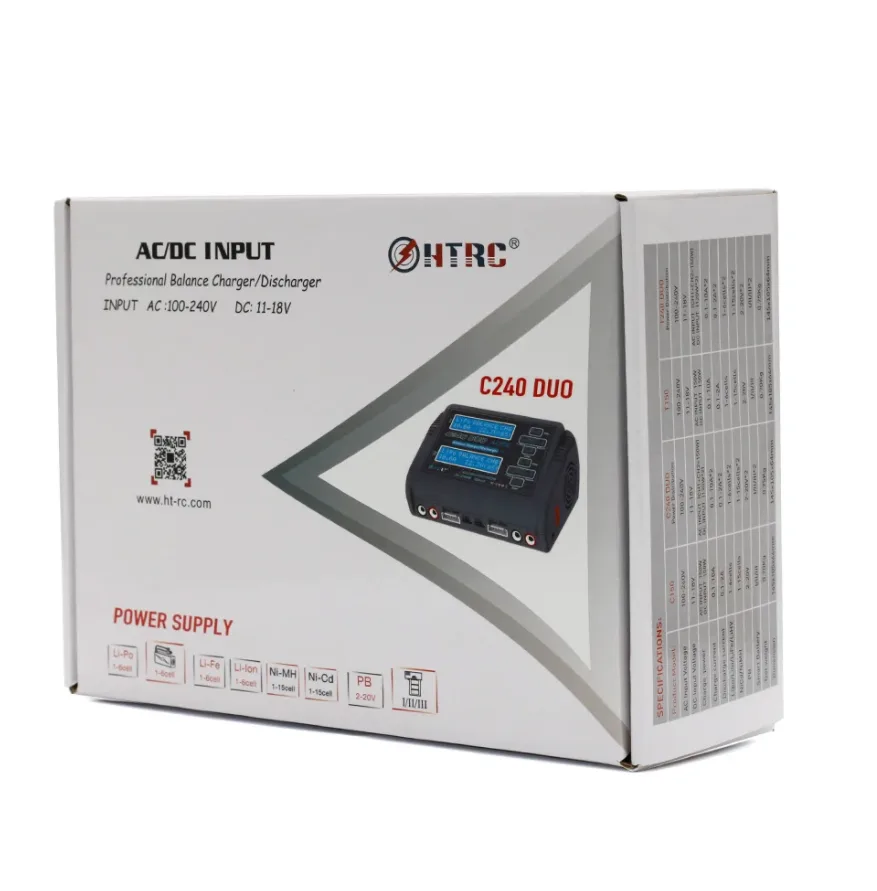HTRC C240 DUO AC 100-240V DC 11-18 V LiPo LiFe / Li-ion/NiCd/NiMH/Pb Multi Charger/Discharger