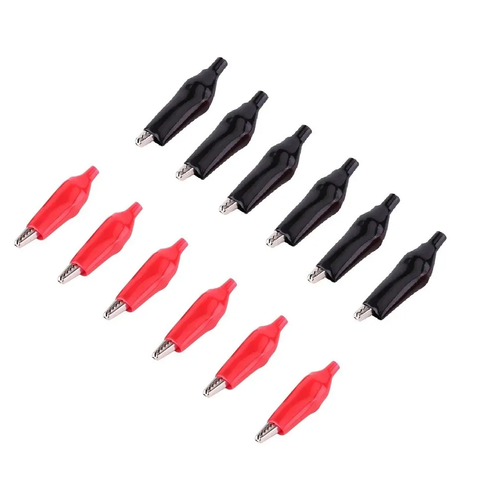 Alligator Clip Red+black - Alligator (Crocodile) Clip Red+Black 6-pair-(12Pcs)
