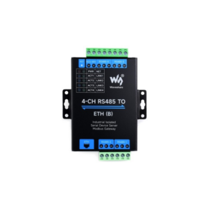 Waveshare 4-Ch RS485 to RJ45 Ethernet Serial Server, 4 Channels RS485 Independent Operation, Rail-mount Industrial Isolated Serial Module,