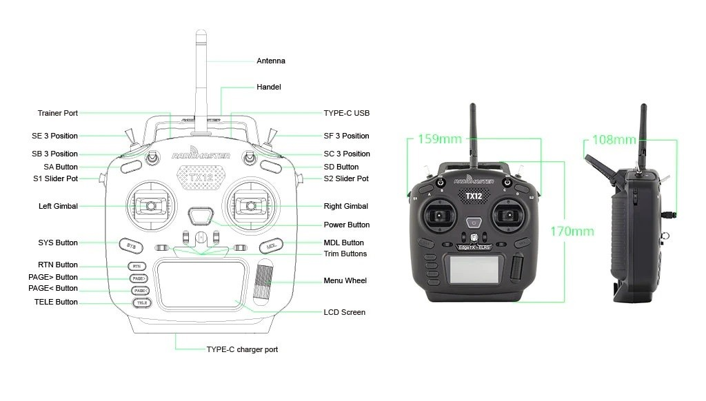 Radiomaster TX12 MKII 2.4GHz Radio Controller – CC2500 Version