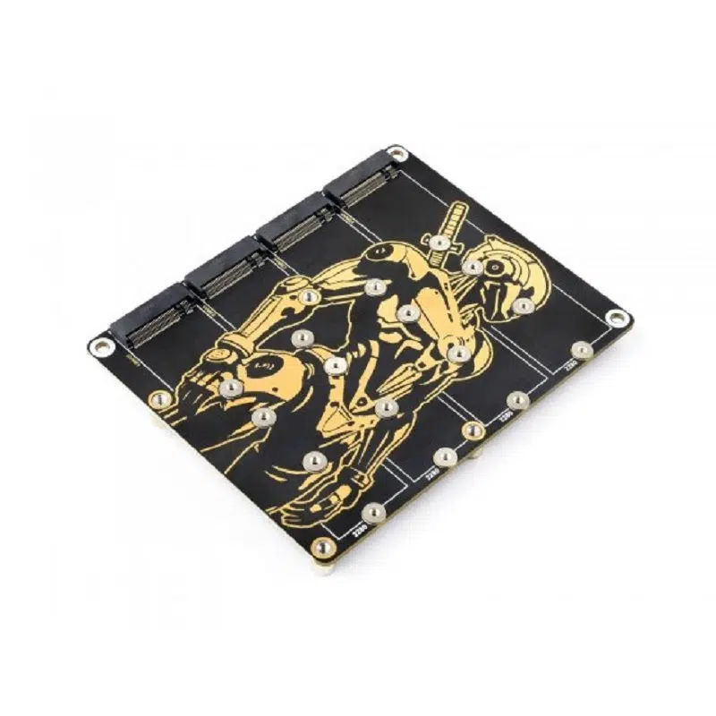 Waveshare Pcie To Board - Waveshare PCIe To 4-Ch M.2 Adapter Board for Raspberry Pi 5, Supports 4-ch NVMe Solid State Driv...