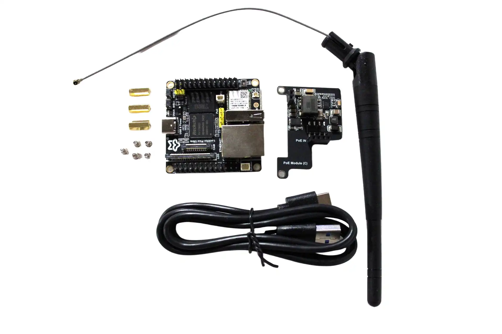 Waveshare Luckfox Pico Ultra RV1106 Linux Micro Development Board, Integrates ARM Cortex-A7/RISC-V MCU/NPU/ISP Processors with Wireless Included PoE Module NOT Included IPS LCD