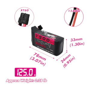 CNHL Black Series V2.0 1500mAh 11.1V 3S 130C Lipo Battery with XT60