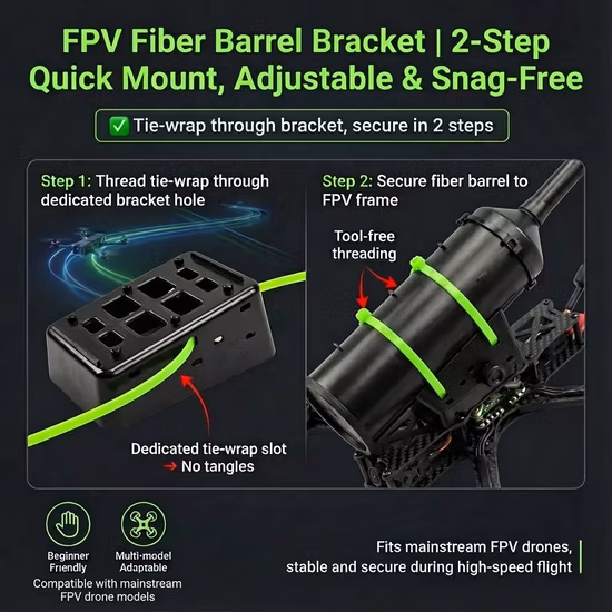 Drone Optical Fiber 1km FPV UAV System – 0.27 mm G657A2 Spool with Air & Ground Modules 11 10km Fpv Uav Drone Fiber Optic 0 27mm G657A2 Spool extractpics 2