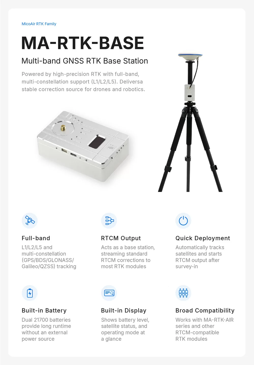 MicoAir MA-RTK-AIR-982 UAV RTK GNSS Rover Module with UM982 1 MA RTK BASE 1