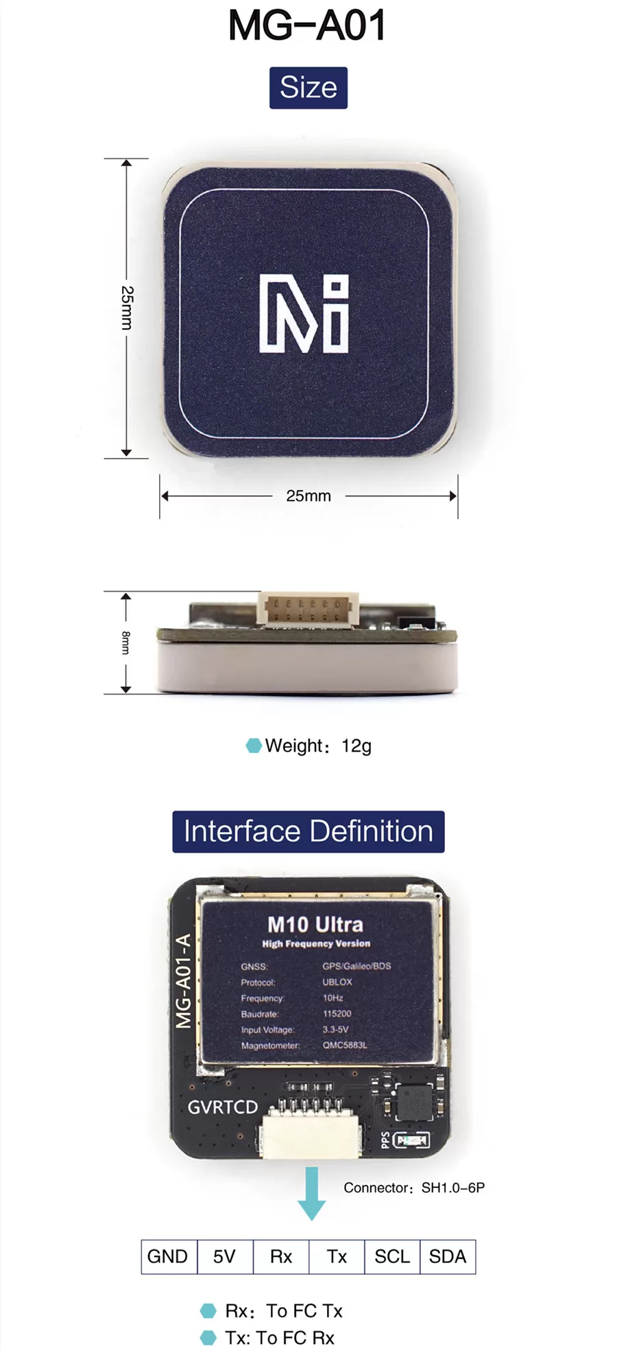 MicoAir MG-A01 (M10) GNSS GPS Module for UAV Drones 5 MG A01