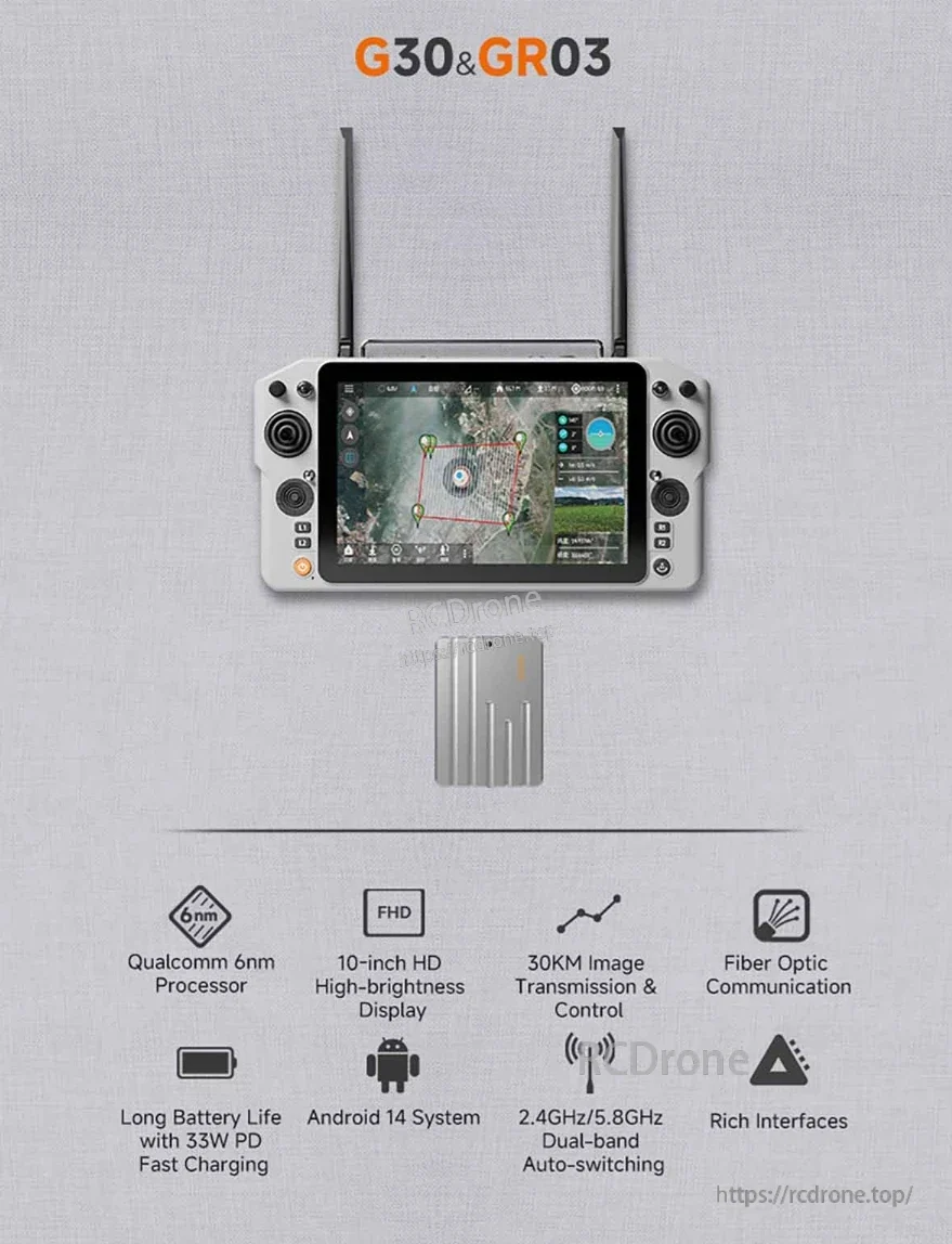 Skydroid G30 10.1-inch HD Ground Station Remote Controller for FPV Drone, 2.4G/5.8G Dual-band With GR03 Receiver 4 Skydroid G30 Ground Station lcEPX