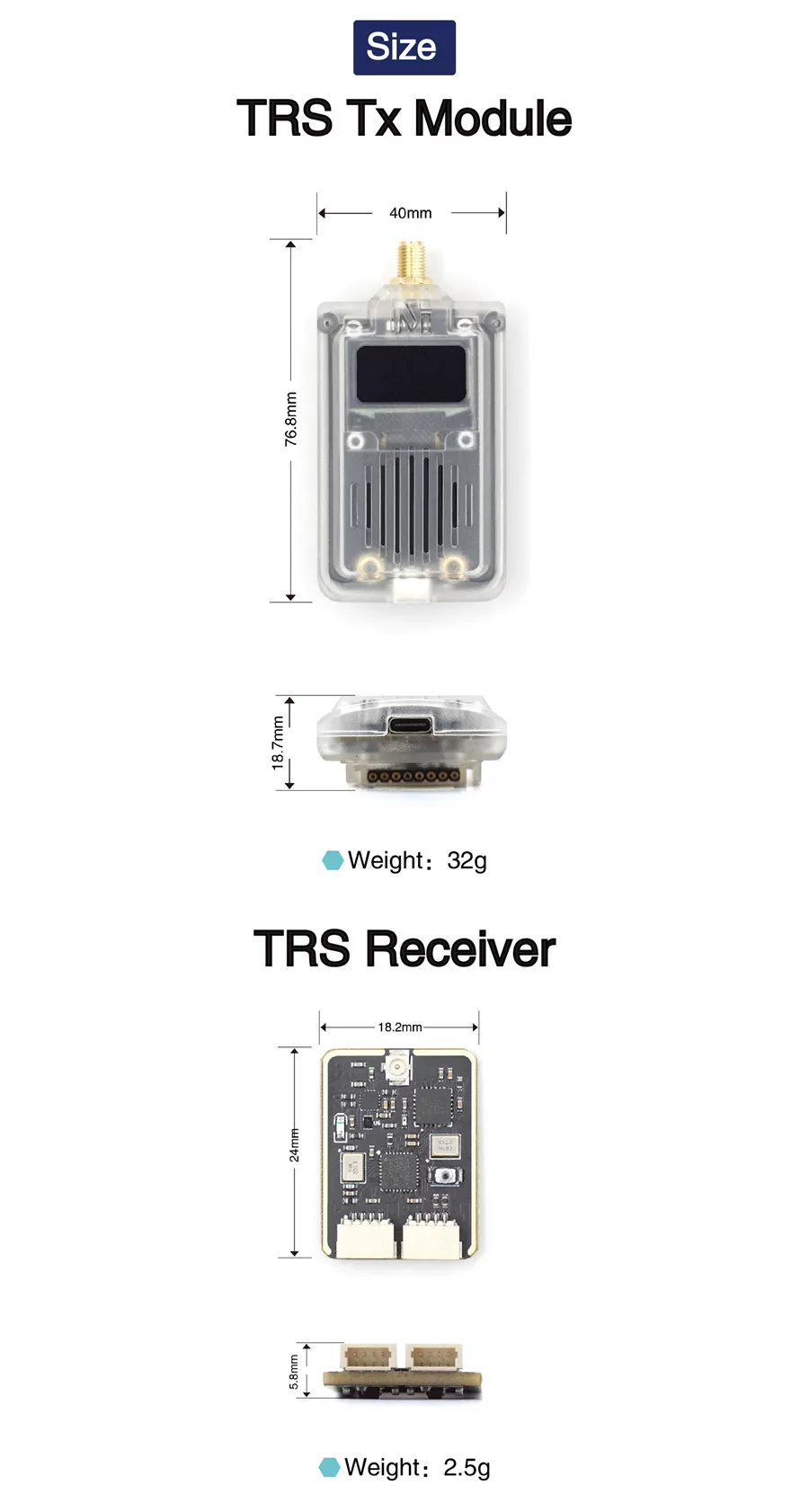MicoAir TRS-Rx UAV Telemetry Receiver Module 5 TRS size jpg 1