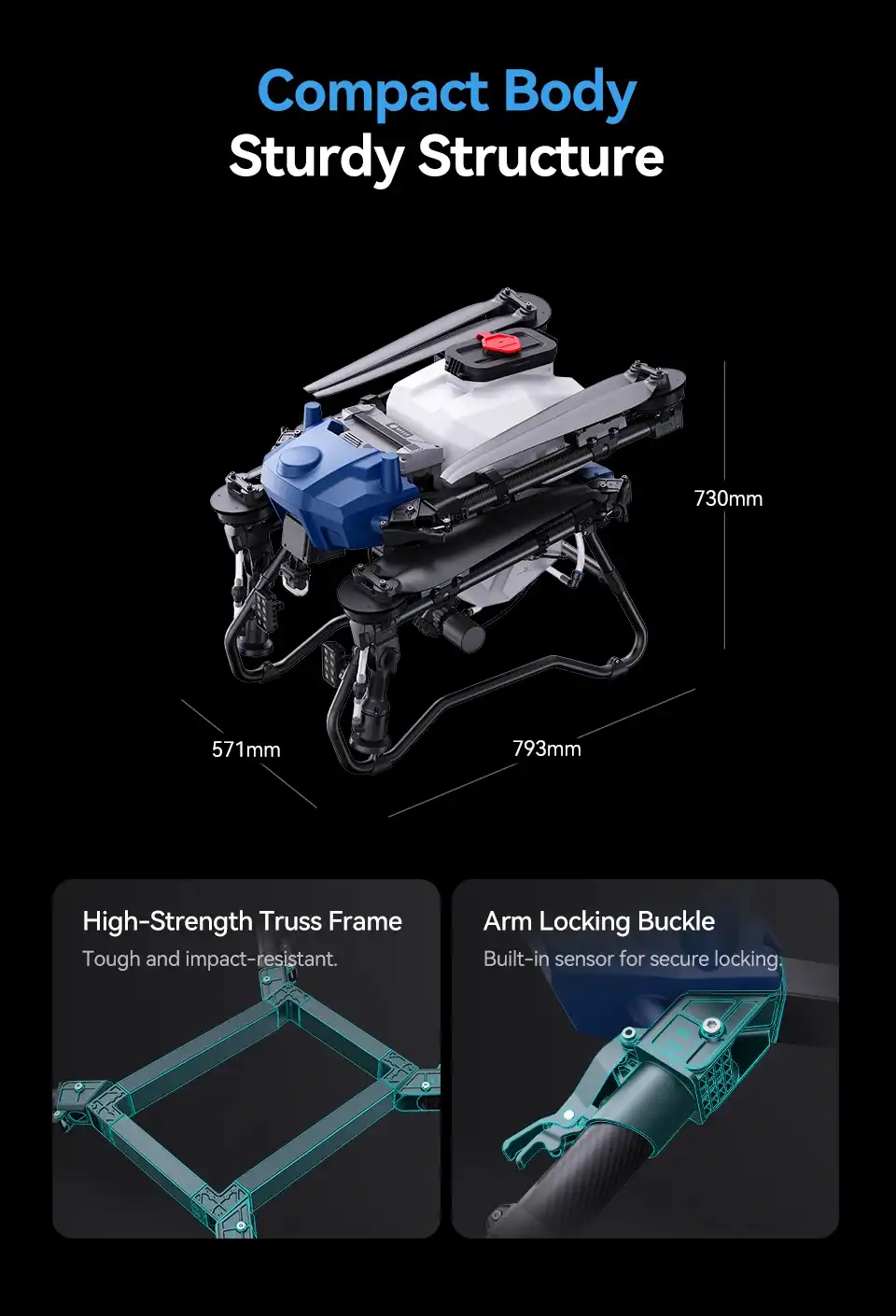 EFT K30 4-axis Frame with Tank 10 EFT K series 4-axis Compact Foldable Drone K30