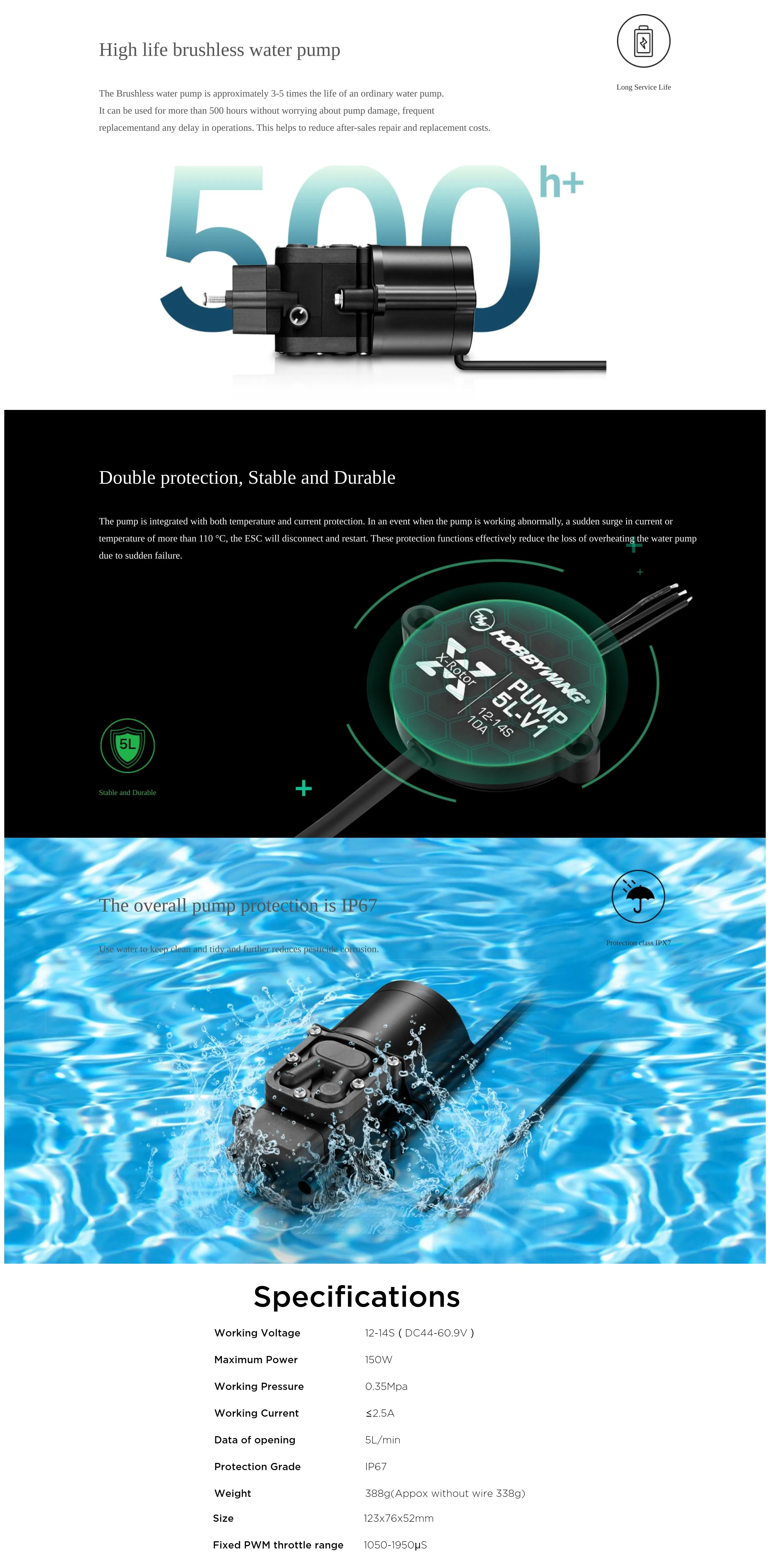 One piece Brushless Water Pump 5L